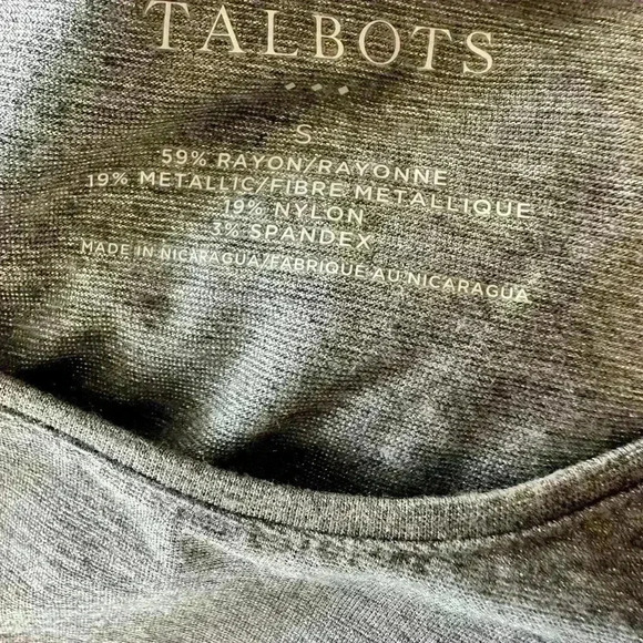 Talbots Silver Gray Long Sleeve Crew Neck Tee Size Small - Picture 3 of 6